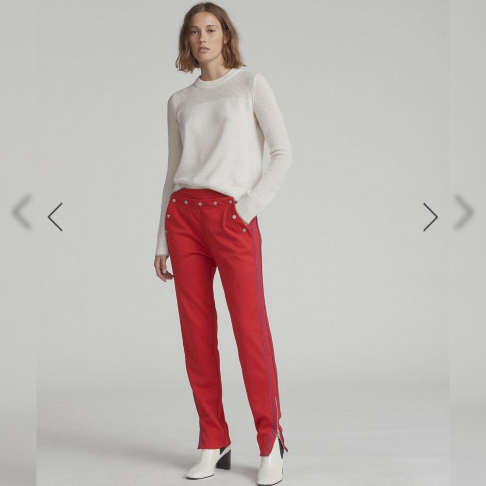 Rag & Bone True Red Naval Snap Placket Track Pants Medium